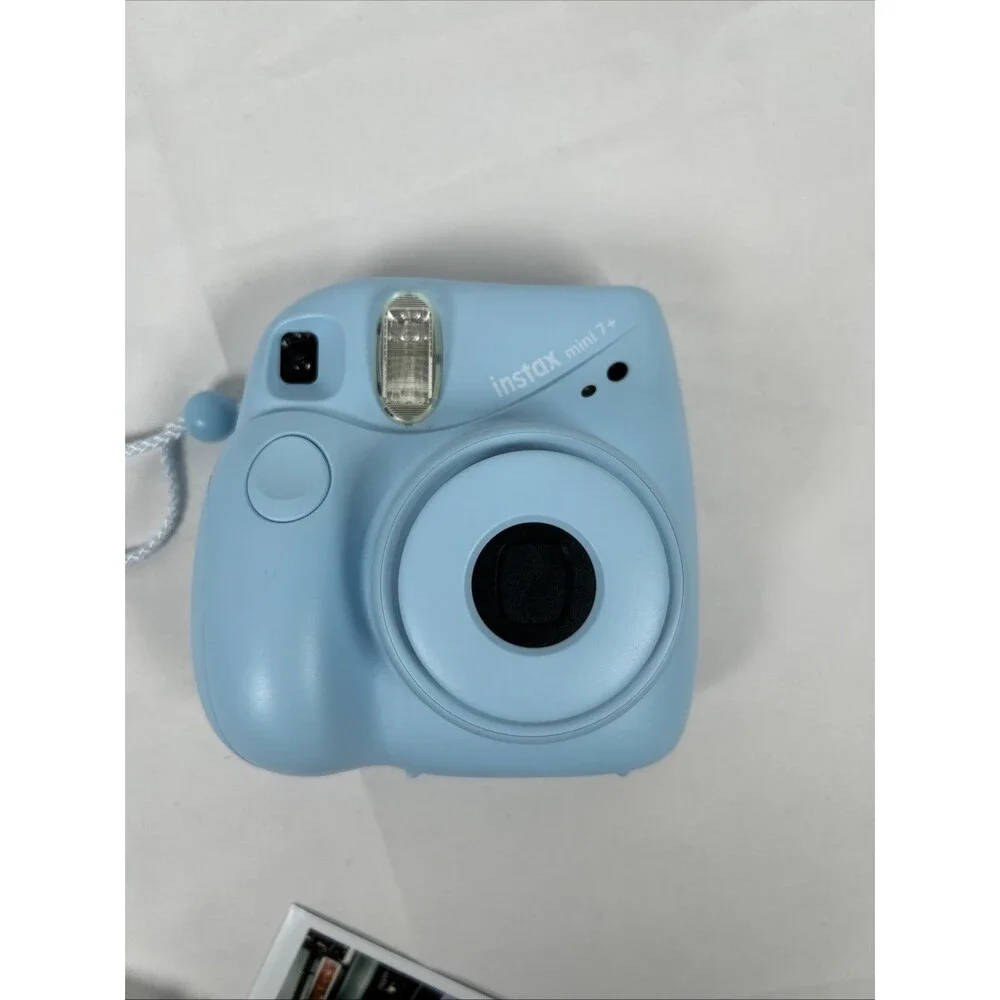 Fujifilm Instax Mini 7+ Instant Film Camera Light Blue Case Album Straps